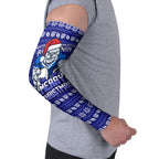 Personalized Canterbury Bulldogs Christmas Arm Sleeves Australian Rugby Fans - Pixelated Ugly Xmas Pattern Mascot Santa