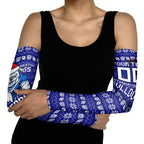 Personalized Canterbury Bulldogs Christmas Arm Sleeves Australian Rugby Fans - Pixelated Ugly Xmas Pattern Mascot Santa
