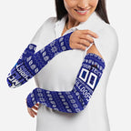 Personalized Canterbury Bulldogs Christmas Arm Sleeves Australian Rugby Fans - Pixelated Ugly Xmas Pattern Mascot Santa
