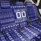 Personalized Canterbury Bulldogs Christmas Back Car Seat Cover Australian Rugby Fans - Pixelated Ugly Xmas Pattern Mascot Santa