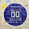 Personalized Canterbury Bulldogs Christmas Beach Blanket Australian Rugby Fans - Pixelated Ugly Xmas Pattern Mascot Santa
