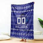 Personalized Canterbury Bulldogs Christmas Blanket Australian Rugby Fans - Pixelated Ugly Xmas Pattern Mascot Santa