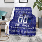 Personalized Canterbury Bulldogs Christmas Blanket Australian Rugby Fans - Pixelated Ugly Xmas Pattern Mascot Santa