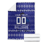 Personalized Canterbury Bulldogs Christmas Blanket Australian Rugby Fans - Pixelated Ugly Xmas Pattern Mascot Santa