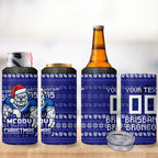 Personalized Canterbury Bulldogs Christmas 4 in 1 Can Cooler Tumbler Australian Rugby Fans - Pixelated Ugly Xmas Pattern Mascot Santa