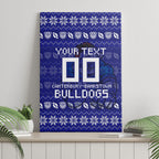 Personalized Canterbury Bulldogs Christmas Canvas Wall Art Australian Rugby Fans - Pixelated Ugly Xmas Pattern Mascot Santa