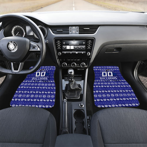 Personalized Canterbury Bulldogs Christmas Car Mats Australian Rugby Fans - Pixelated Ugly Xmas Pattern Mascot Santa