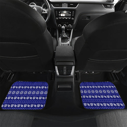 Personalized Canterbury Bulldogs Christmas Car Mats Australian Rugby Fans - Pixelated Ugly Xmas Pattern Mascot Santa