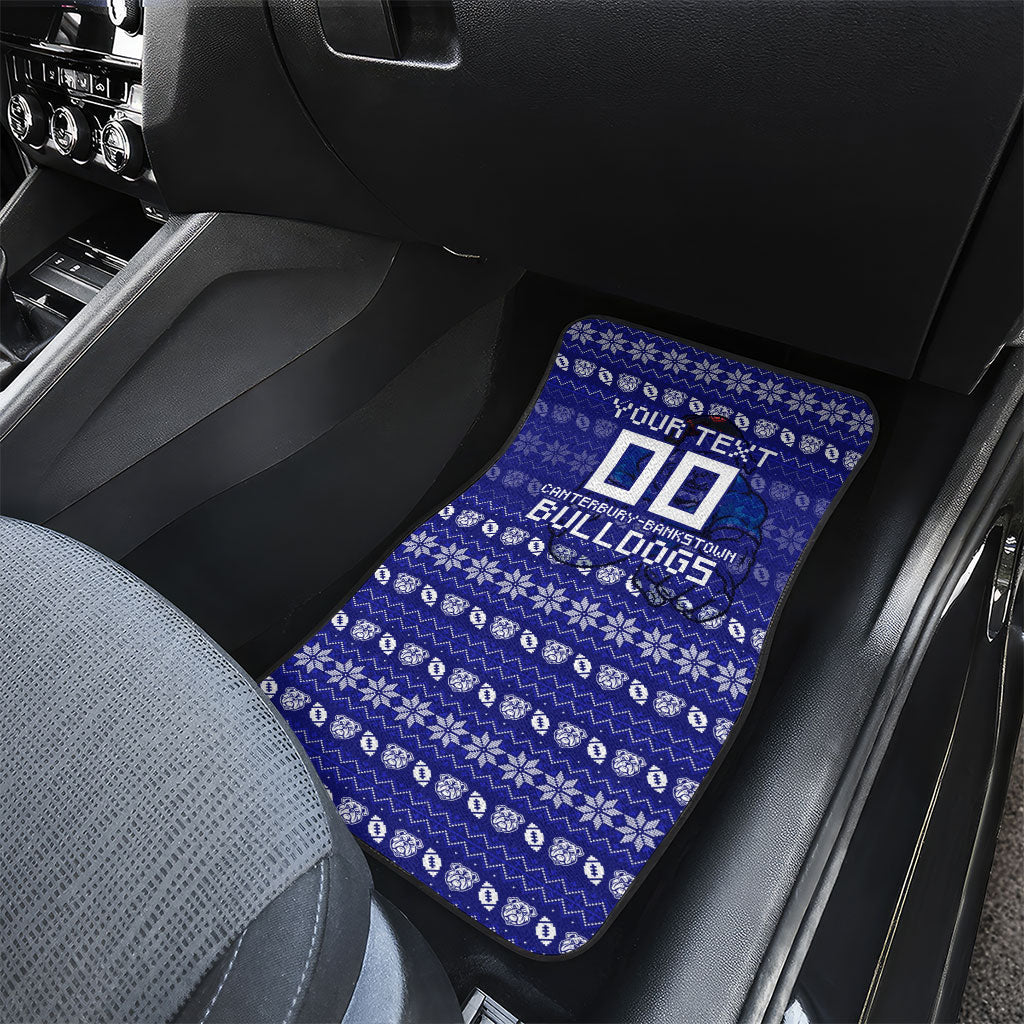 Personalized Canterbury Bulldogs Christmas Car Mats Australian Rugby Fans - Pixelated Ugly Xmas Pattern Mascot Santa