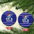 Canterbury Bulldogs Christmas Ceramic Ornament Australian Rugby Fans - Pixelated Ugly Xmas Pattern Mascot Santa