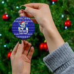 Canterbury Bulldogs Christmas Ceramic Ornament Australian Rugby Fans - Pixelated Ugly Xmas Pattern Mascot Santa