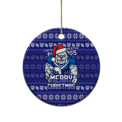 Canterbury Bulldogs Christmas Ceramic Ornament Australian Rugby Fans - Pixelated Ugly Xmas Pattern Mascot Santa