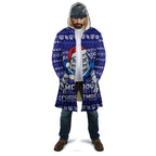 Personalized Canterbury Bulldogs Christmas Cloak Australian Rugby Fans - Pixelated Ugly Xmas Pattern Mascot Santa