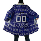 Personalized Canterbury Bulldogs Christmas Cloak Australian Rugby Fans - Pixelated Ugly Xmas Pattern Mascot Santa