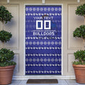 Personalized Canterbury Bulldogs Christmas Door Cover Australian Rugby Fans - Pixelated Ugly Xmas Pattern Mascot Santa