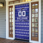 Personalized Canterbury Bulldogs Christmas Door Cover Australian Rugby Fans - Pixelated Ugly Xmas Pattern Mascot Santa