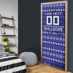Personalized Canterbury Bulldogs Christmas Door Cover Australian Rugby Fans - Pixelated Ugly Xmas Pattern Mascot Santa