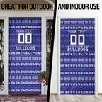 Personalized Canterbury Bulldogs Christmas Door Cover Australian Rugby Fans - Pixelated Ugly Xmas Pattern Mascot Santa