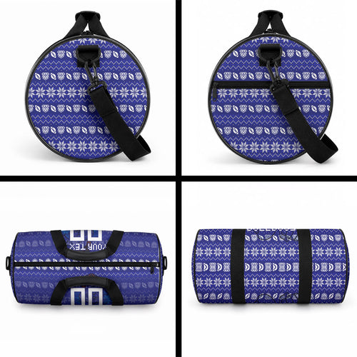 Personalized Canterbury Bulldogs Christmas Duffle Bag Australian Rugby Fans - Pixelated Ugly Xmas Pattern Mascot Santa