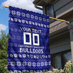 Personalized Canterbury Bulldogs Christmas Garden Flag Australian Rugby Fans - Pixelated Ugly Xmas Pattern Mascot Santa