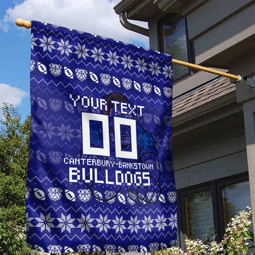 Personalized Canterbury Bulldogs Christmas Garden Flag Australian Rugby Fans - Pixelated Ugly Xmas Pattern Mascot Santa