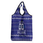 Personalized Canterbury Bulldogs Christmas Grocery Bag Australian Rugby Fans - Pixelated Ugly Xmas Pattern Mascot Santa