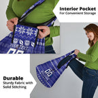 Personalized Canterbury Bulldogs Christmas Grocery Bag Australian Rugby Fans - Pixelated Ugly Xmas Pattern Mascot Santa