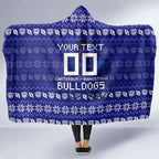 Personalized Canterbury Bulldogs Christmas Hooded Blanket Australian Rugby Fans - Pixelated Ugly Xmas Pattern Mascot Santa