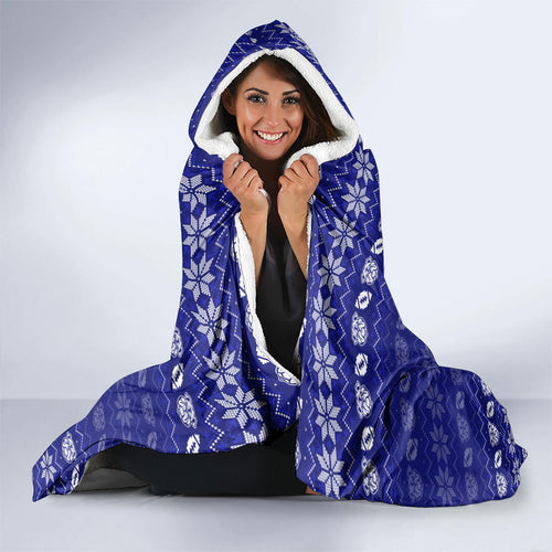 Personalized Canterbury Bulldogs Christmas Hooded Blanket Australian Rugby Fans - Pixelated Ugly Xmas Pattern Mascot Santa