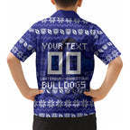 Personalized Canterbury Bulldogs Christmas Kid Hawaiian Shirt Australian Rugby Fans - Pixelated Ugly Xmas Pattern Mascot Santa