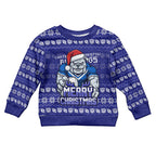 Personalized Canterbury Bulldogs Christmas Kid Ugly Christmas Sweater Australian Rugby Fans - Pixelated Ugly Xmas Pattern Mascot Santa