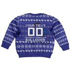 Personalized Canterbury Bulldogs Christmas Kid Ugly Christmas Sweater Australian Rugby Fans - Pixelated Ugly Xmas Pattern Mascot Santa