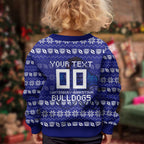 Personalized Canterbury Bulldogs Christmas Kid Ugly Christmas Sweater Australian Rugby Fans - Pixelated Ugly Xmas Pattern Mascot Santa