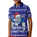 Personalized Canterbury Bulldogs Christmas Kid Polo Shirt Australian Rugby Fans - Pixelated Ugly Xmas Pattern Mascot Santa
