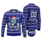 Personalized Canterbury Bulldogs Christmas Ugly Christmas Sweater Australian Rugby Fans - Pixelated Ugly Xmas Pattern Mascot Santa