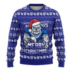 Personalized Canterbury Bulldogs Christmas Ugly Christmas Sweater Australian Rugby Fans - Pixelated Ugly Xmas Pattern Mascot Santa