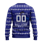 Personalized Canterbury Bulldogs Christmas Ugly Christmas Sweater Australian Rugby Fans - Pixelated Ugly Xmas Pattern Mascot Santa