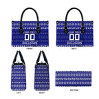 Personalized Canterbury Bulldogs Christmas Leather Bag Australian Rugby Fans - Pixelated Ugly Xmas Pattern Mascot Santa