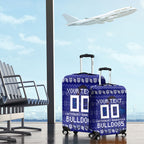 Personalized Canterbury Bulldogs Christmas Luggage Cover Australian Rugby Fans - Pixelated Ugly Xmas Pattern Mascot Santa