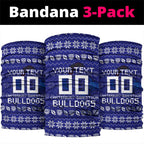 Personalized Canterbury Bulldogs Christmas Neck Gaiter Australian Rugby Fans - Pixelated Ugly Xmas Pattern Mascot Santa