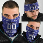 Personalized Canterbury Bulldogs Christmas Neck Gaiter Australian Rugby Fans - Pixelated Ugly Xmas Pattern Mascot Santa