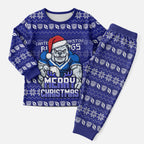 Personalized Canterbury Bulldogs Christmas Pajama Set Australian Rugby Fans - Pixelated Ugly Xmas Pattern Mascot Santa