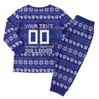 Personalized Canterbury Bulldogs Christmas Pajama Set Australian Rugby Fans - Pixelated Ugly Xmas Pattern Mascot Santa