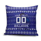 Personalized Canterbury Bulldogs Christmas Pillow Cover Australian Rugby Fans - Pixelated Ugly Xmas Pattern Mascot Santa
