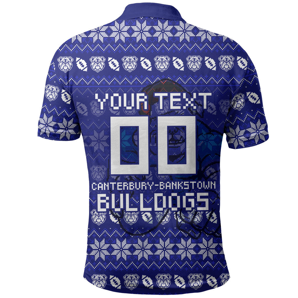 Personalized Canterbury Bulldogs Christmas Polo Shirt Australian Rugby Fans - Pixelated Ugly Xmas Pattern Mascot Santa