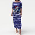 Personalized Canterbury Bulldogs Christmas Puletasi Australian Rugby Fans - Pixelated Ugly Xmas Pattern Mascot Santa