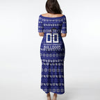 Personalized Canterbury Bulldogs Christmas Puletasi Australian Rugby Fans - Pixelated Ugly Xmas Pattern Mascot Santa