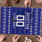Personalized Canterbury Bulldogs Christmas Puzzle Australian Rugby Fans - Pixelated Ugly Xmas Pattern Mascot Santa