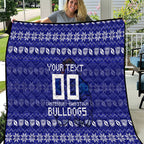Personalized Canterbury Bulldogs Christmas Quilt Australian Rugby Fans - Pixelated Ugly Xmas Pattern Mascot Santa