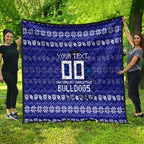 Personalized Canterbury Bulldogs Christmas Quilt Australian Rugby Fans - Pixelated Ugly Xmas Pattern Mascot Santa